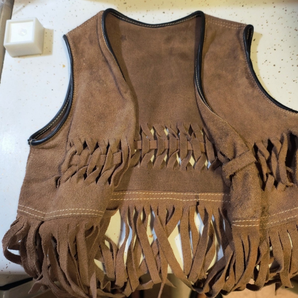 1970s child's vest leather vintage